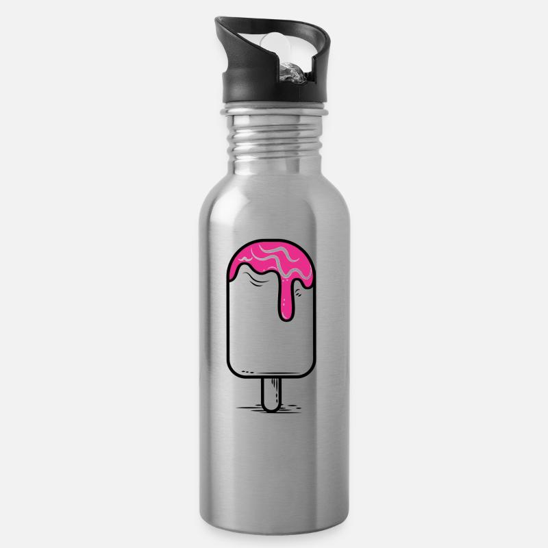 Eis am Stiel - Trinkflasche mit integriertem Trinkhalm - Lightsilver