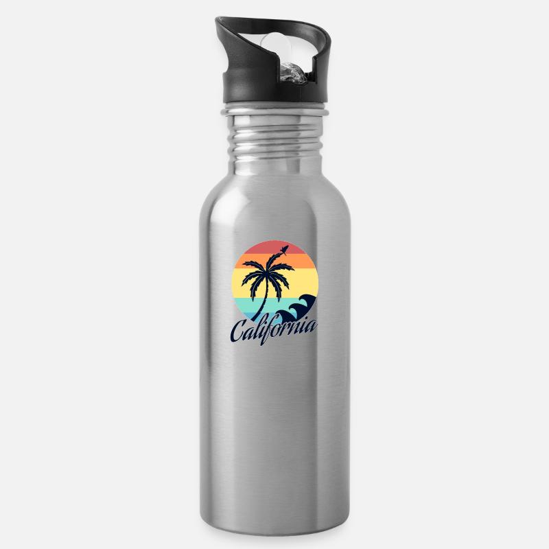 California - Trinkflasche mit integriertem Trinkhalm - Lightsilver