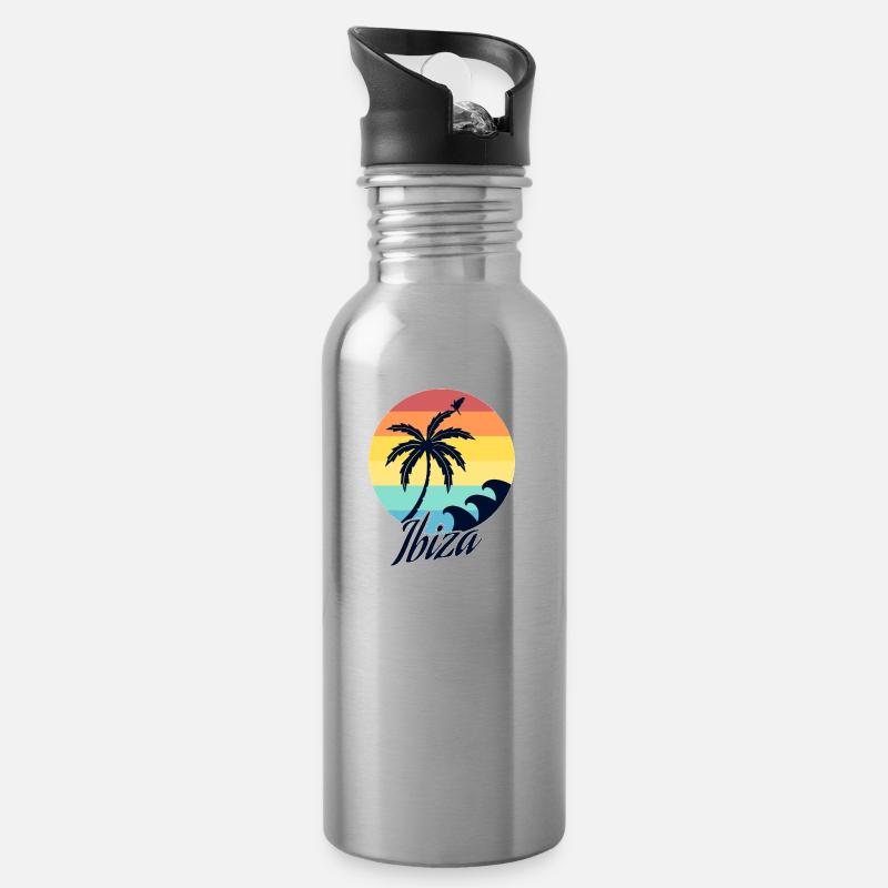 Ibiza - Trinkflasche mit integriertem Trinkhalm - Lightsilver