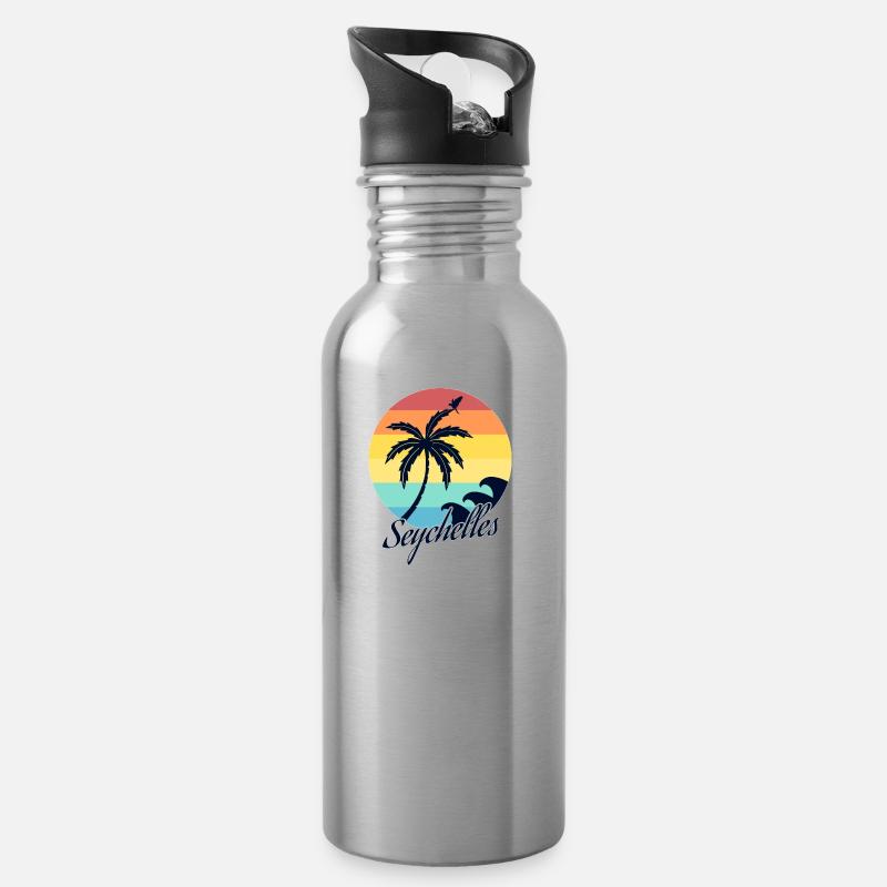 seychelles - Trinkflasche mit integriertem Trinkhalm - Lightsilver