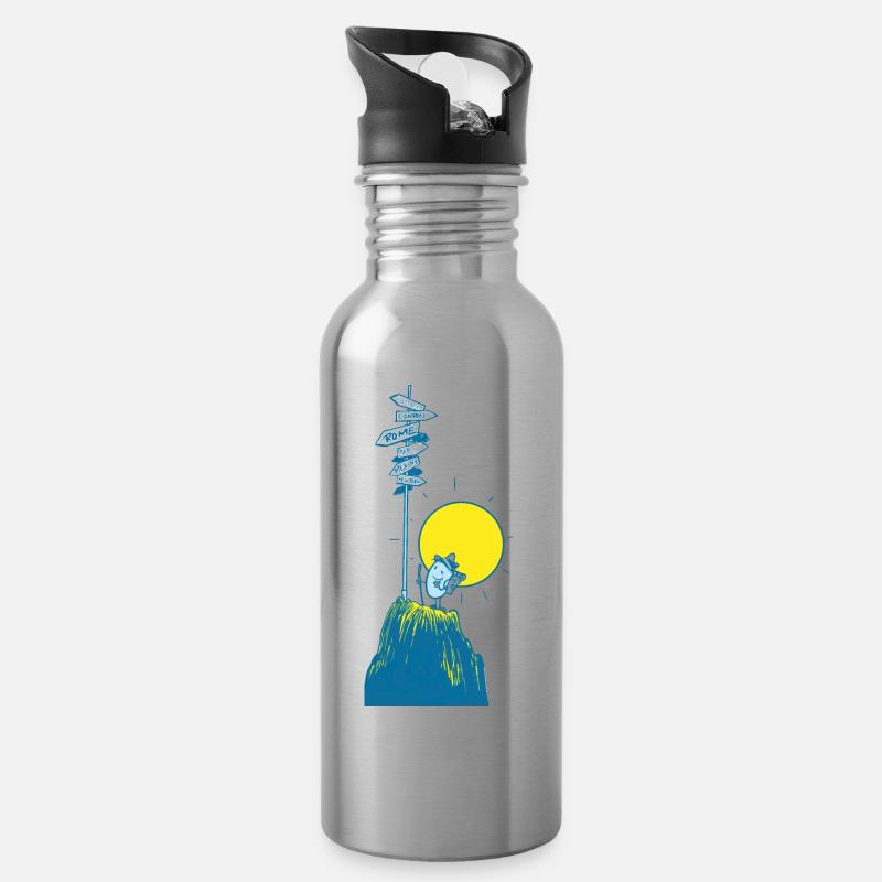 Der Wandersmann - Trinkflasche mit integriertem Trinkhalm - Lightsilver