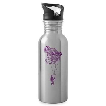 Astronaut mit Planetenballons - Trinkflasche mit integriertem Trinkhalm - Lightsilver - Rechts