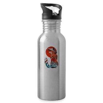 Japanischer Fuchs - Trinkflasche mit integriertem Trinkhalm - Lightsilver - Rechts