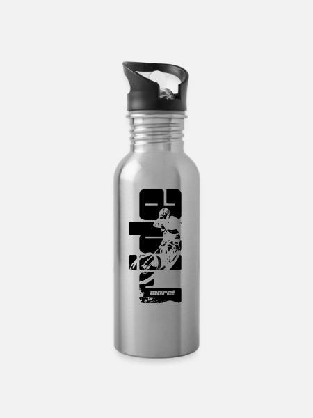 ride more - Trinkflasche mit integriertem Trinkhalm - Lightsilver