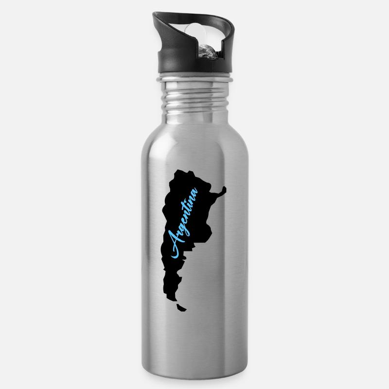 argentinien - Trinkflasche mit integriertem Trinkhalm - Lightsilver