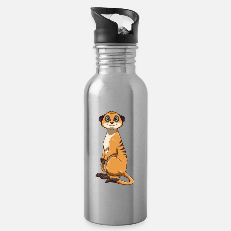 Erdmännchen für einen Erdmännchen Liebhaber - Trinkflasche mit integriertem Trinkhalm - Lightsilver