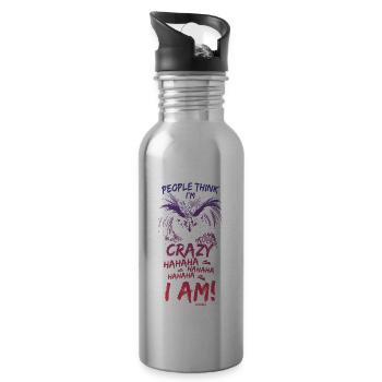 People Think I'm Crazy Hahahaha Penguin - Water bottle with straw - silver - Right