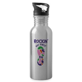 Rockin' My First 5k 2 - Trinkflasche mit integriertem Trinkhalm - Lightsilver - Rechts