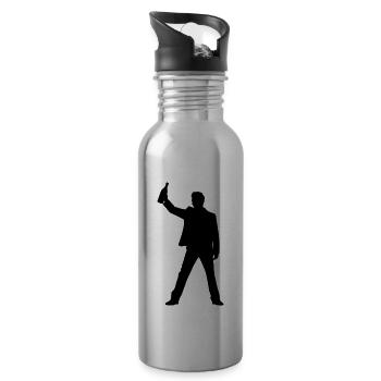 Drunk Silhouette - Water bottle with straw - silver - Right