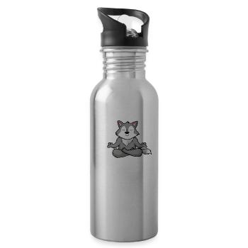 Wolf Auszeit Durchatmen Wusaaa - Trinkflasche mit integriertem Trinkhalm - Lightsilver - Rechts