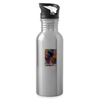 Fahrrad Rennrad Biker | Geschenk - Trinkflasche mit integriertem Trinkhalm - Lightsilver - Rechts