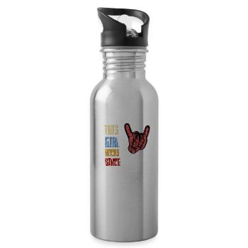 This girl rocks since 1978 | Rock'n'Roll | Geschen - Water bottle with straw - silver - Right