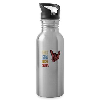 Rock since 1984 Rock'n'Roll - Trinkflasche mit integriertem Trinkhalm - Lightsilver - Rechts