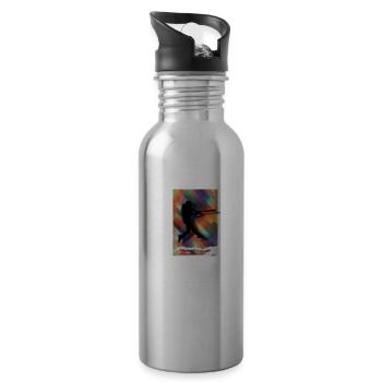 Baseball Baseballspieler bunt | Geschenk - Trinkflasche mit integriertem Trinkhalm - Lightsilver - Rechts
