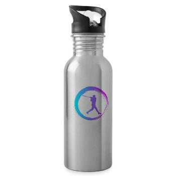 Sporty Hobby Leidenschaft Baseball - Trinkflasche mit integriertem Trinkhalm - Lightsilver - Rechts