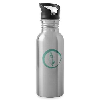 Sporty Hobby Leidenschaft Windsurfer - Trinkflasche mit integriertem Trinkhalm - Lightsilver - Rechts