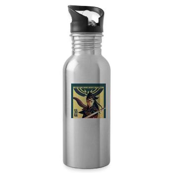 Japanese fighter - Water bottle with straw - silver - Right