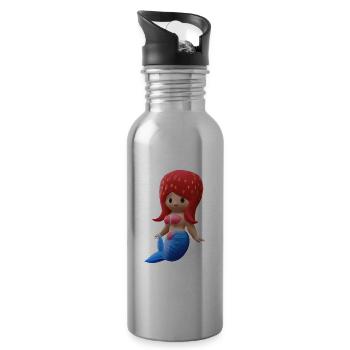 Sirène aux fraises - Gourde avec paille intégrée - argent clair - Droite