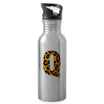 Leopard_Buchstabenmuster_-_Q - Trinkflasche mit integriertem Trinkhalm - Lightsilver - Rechts