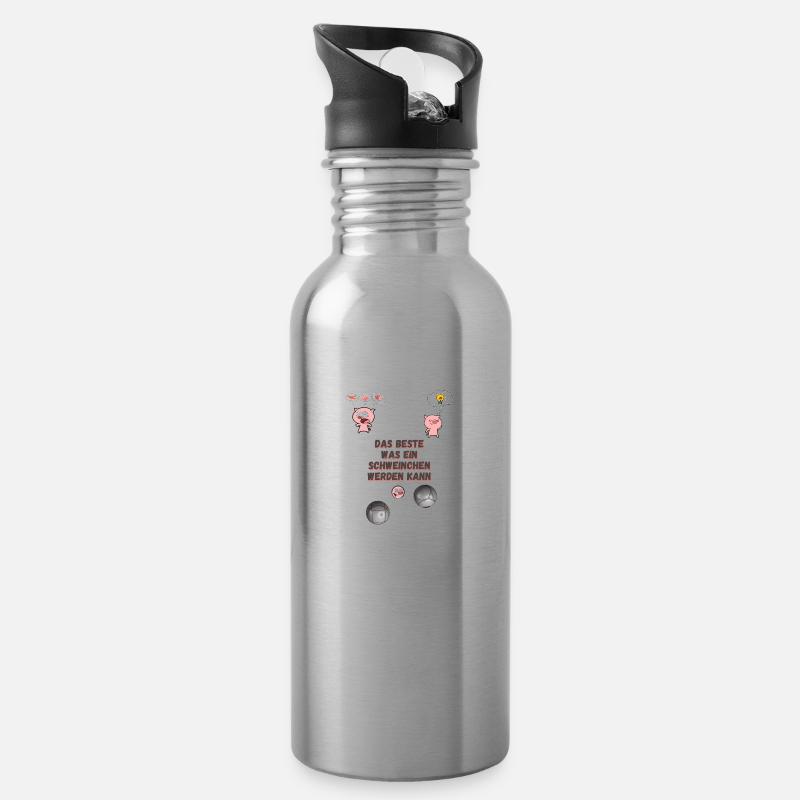 Boule schweinchen - Trinkflasche mit integriertem Trinkhalm - Lightsilver
