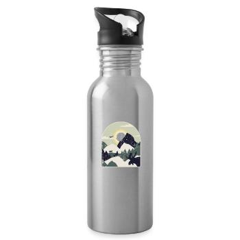 Nature Forest Mountains Hiking - Water bottle with straw - silver - Right