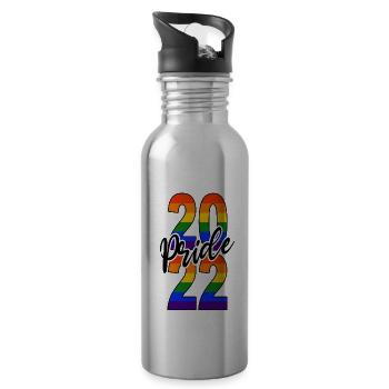 Gay Pride 2022 LGBTIQ Queer Demonstration - Trinkflasche mit integriertem Trinkhalm - Lightsilver - Rechts