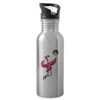 Volleyball Flamingo Volleyball-Team Trainer - Trinkflasche mit integriertem Trinkhalm - Lightsilver - Rechts