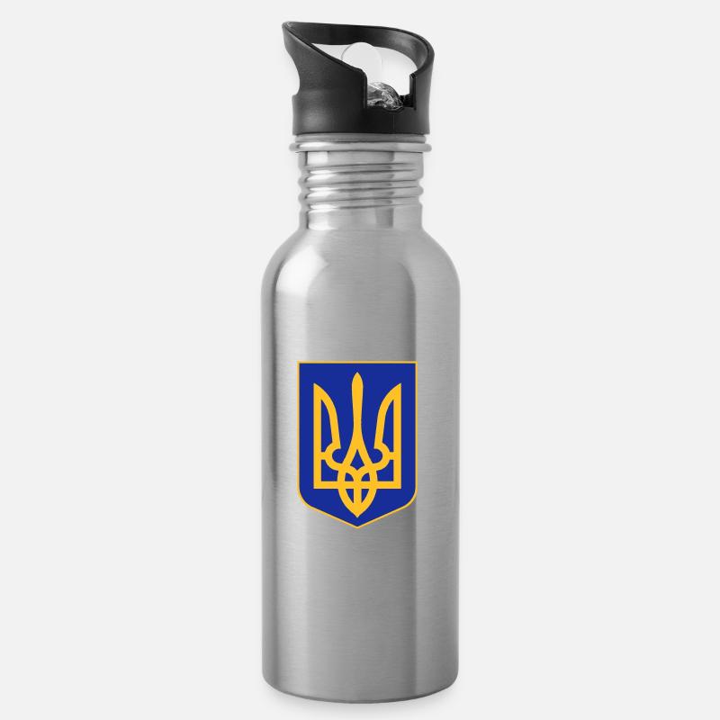 Ukraine - Trinkflasche mit integriertem Trinkhalm - Lightsilver