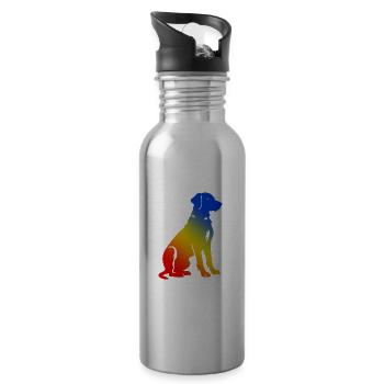 Dackel DachsHund Bunt Hund Bunt - Trinkflasche mit integriertem Trinkhalm - Lightsilver - Rechts