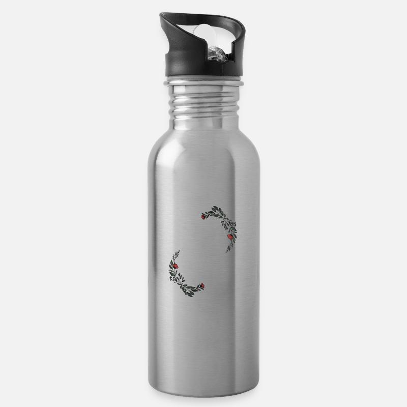 Buchstabe F - Trinkflasche mit integriertem Trinkhalm - Lightsilver
