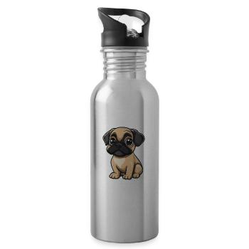 Bullmastiff chien bande dessinée bébé - Gourde avec paille intégrée - argent clair - Droite