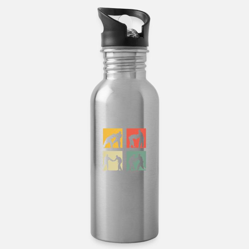 Judo - Trinkflasche mit integriertem Trinkhalm - Lightsilver