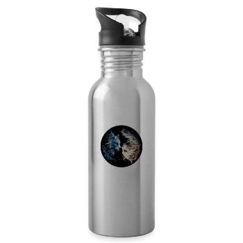Yin Yang Katzen - Trinkflasche mit integriertem Trinkhalm - Lightsilver - Rechts