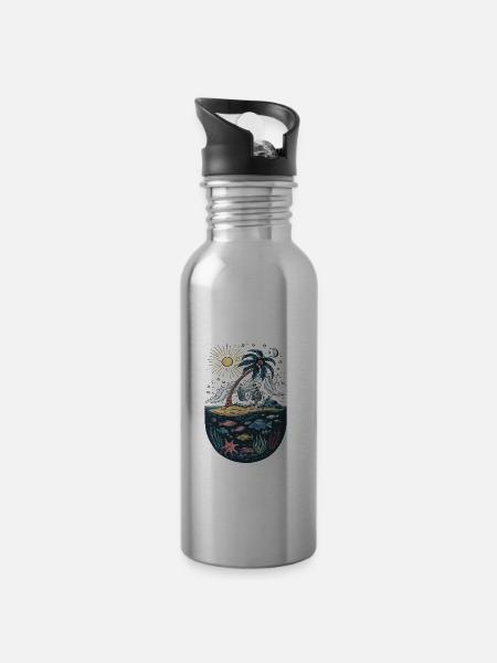 Tropical Island Vacation für Urlauber - Trinkflasche mit integriertem Trinkhalm - Lightsilver