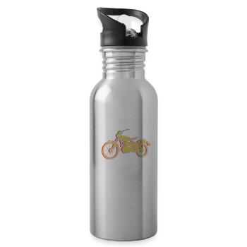 Motorcycle Biker colorful gift - Water bottle with straw - silver - Right
