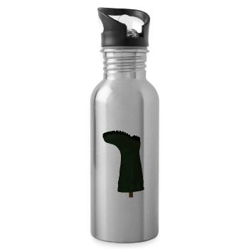 Rubber boots on the fence post is silent protest - Water bottle with straw - silver - Right