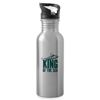 Angler Angelhaken Angelrute Sportfischer - Trinkflasche mit integriertem Trinkhalm - Lightsilver - Rechts