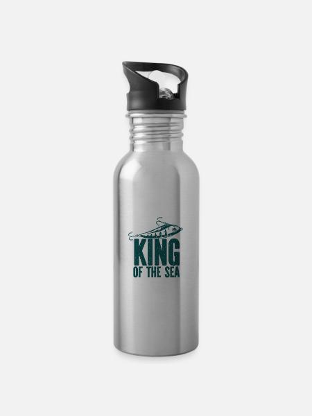 Angler Angelhaken Angelrute Sportfischer - Trinkflasche mit integriertem Trinkhalm - Lightsilver