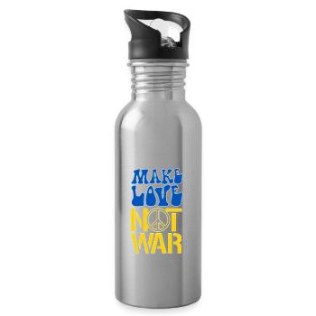 Make Love Not War | Ukraine Peace is the only way - Trinkflasche mit integriertem Trinkhalm - Lightsilver - Rechts