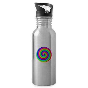 3D Regenbogen Geschenkidee Röhre bunt Hypnose LGBT - Trinkflasche mit integriertem Trinkhalm - Lightsilver - Rechts