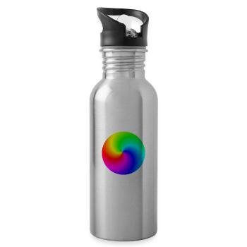 Spiral rainbow colorful gift idea - Water bottle with straw - silver - Right