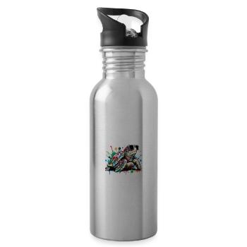 Chill Toad Turtle - Water bottle with straw - silver - Right