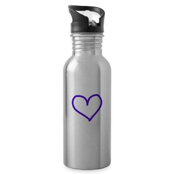 Herz lila violett Geschenkidee - Trinkflasche mit integriertem Trinkhalm - Lightsilver - Rechts