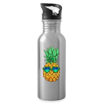 Pineapple with sunglasses - Water bottle with straw - silver - Right