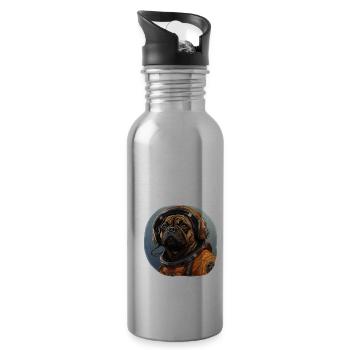 Mops Austronaut - Trinkflasche mit integriertem Trinkhalm - Lightsilver - Rechts