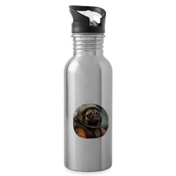 Mops Austronaut - Trinkflasche mit integriertem Trinkhalm - Lightsilver - Rechts