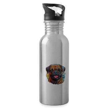 Mops - Trinkflasche mit integriertem Trinkhalm - Lightsilver - Rechts