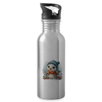 Bonhomme de neige pour enfants en forme de poussin - Gourde avec paille intégrée - argent clair - Droite
