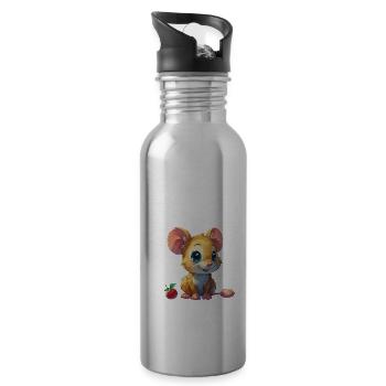 souris mignonne - Gourde avec paille intégrée - argent clair - Droite