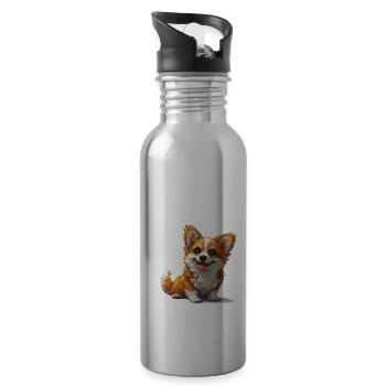 Niedlicher kleiner Hund - Trinkflasche mit integriertem Trinkhalm - Lightsilver - Rechts